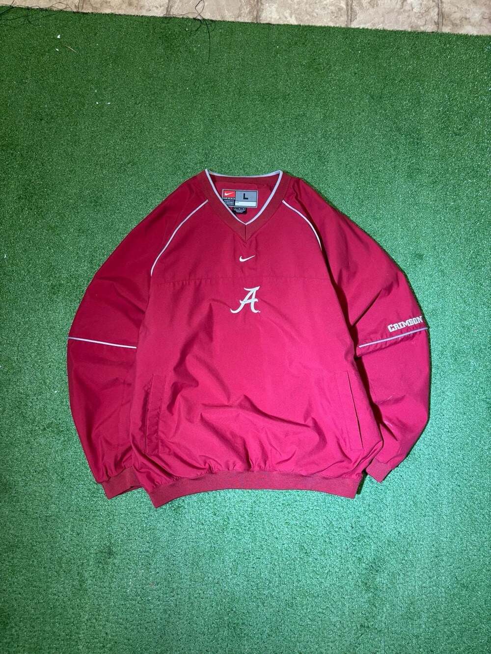 Nike Alabama Crimson Tide Center Swoosh Pullover Windbreaker Jacket Size Large